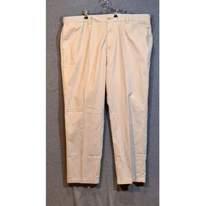Harbor Bay‎ Mens Khaki Flat Front Waist-Relaxer Pants 48x32 Loose Fit Cotton NEW